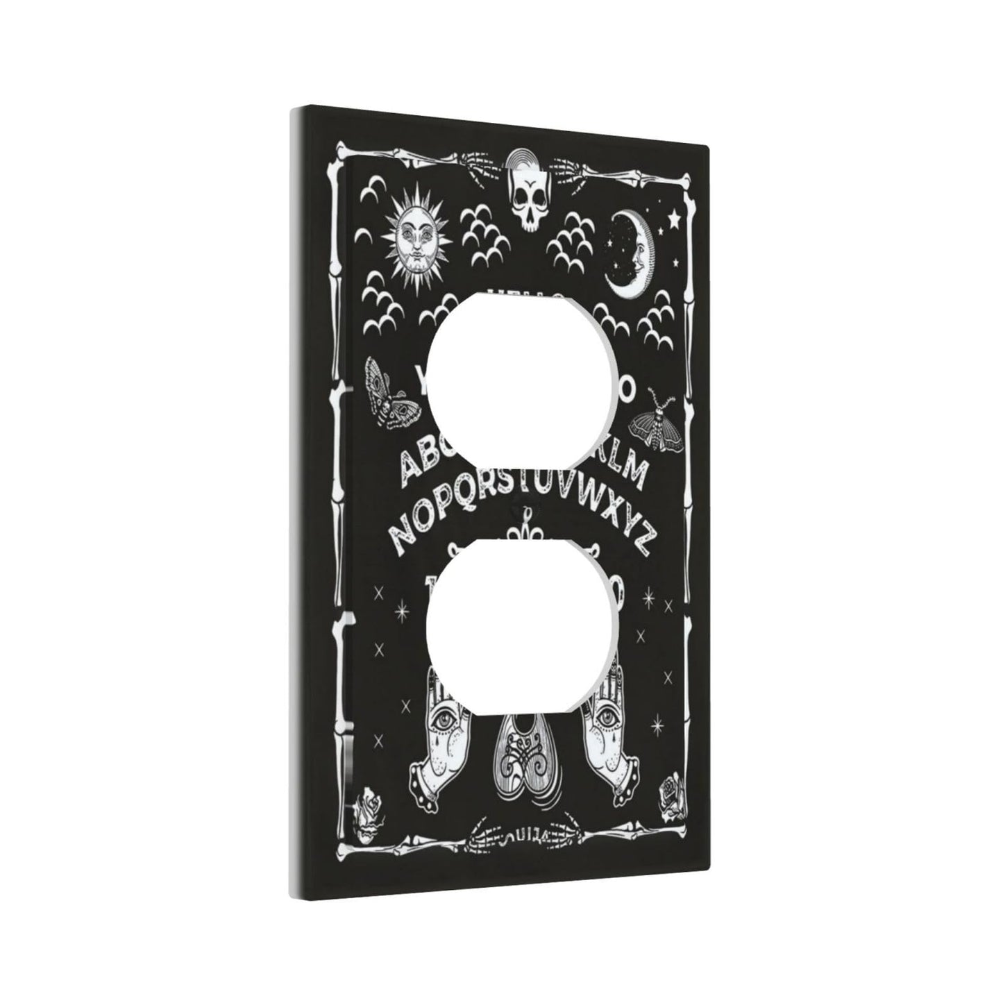 Wpshijia Black Witchy Skeleton Skull Gothic Sun Moon Single Duplex Wall Plate Covers Novelty Light Switch Cover 1 Gang Outlet Plate Decorative Unique Electrical Receptacle Art Faceplate Switchplate