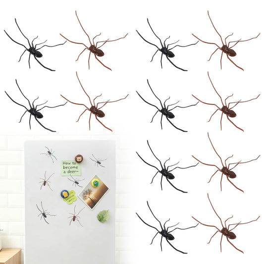 12PCS 3D Spider Fridge Magnet, Realistic Spider Magnet, Magnetic Spiders for Cars, Magnetic Spiders Realistic for Halloween, Pranks and Kitchen Refrigerator Garage Door, Indoor Outdoor Decor