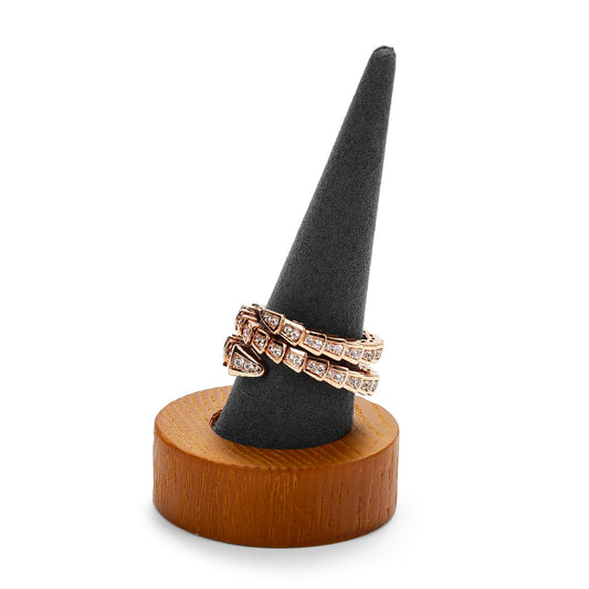 Oirlv Solid Wood Single Ring Display Stand Grey Ring Organizer Holder for Women Gift