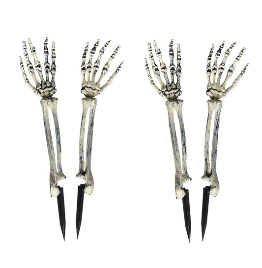 JIEFULL Halloween Skeleton Hands Stakes for Yard, Plastic Realistic Zombie Ghost Scary Arm Stake for Outdoor Lawn Props Party Decorations(2 Pairs)