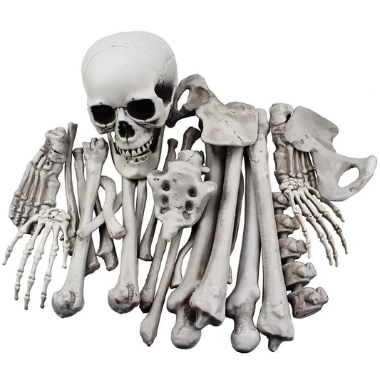 XONOR 28 Pieces Skeleton Bones and Skull for Halloween Decor or Spooky Graveyard Ground Decoration (28PCS)
