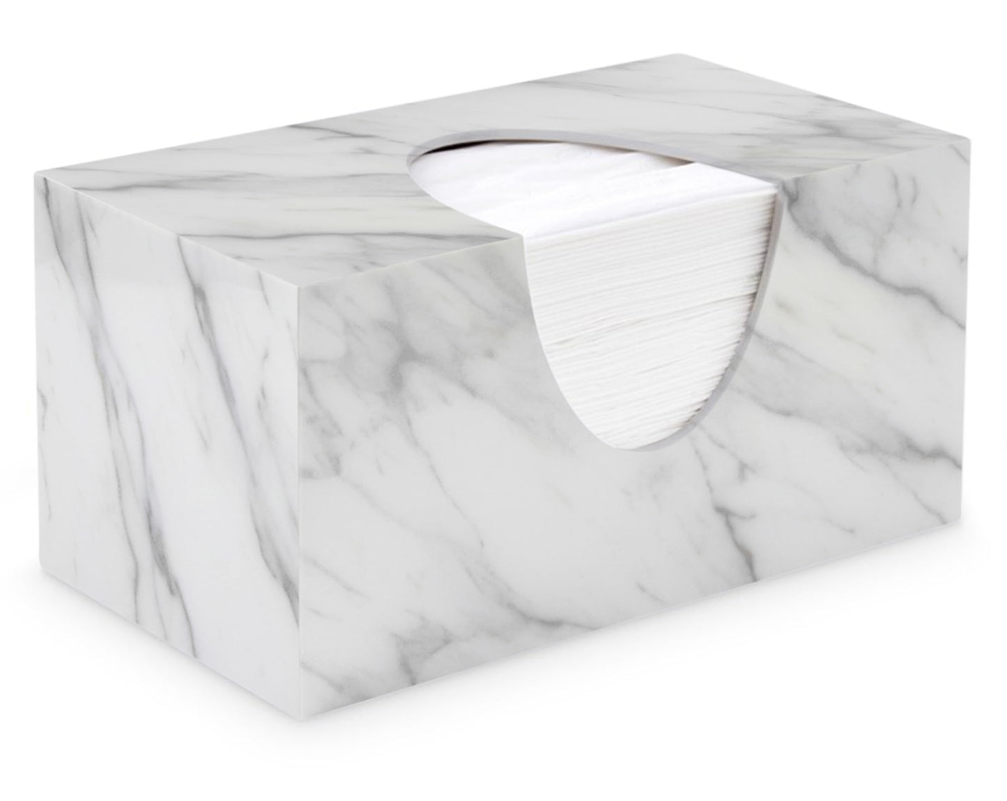 Tissue Box Cover Rectangle - Tissue Box Holder Rectangular - Compatible with Puffs - Acrylic Marble Bathroom Accessories Decor