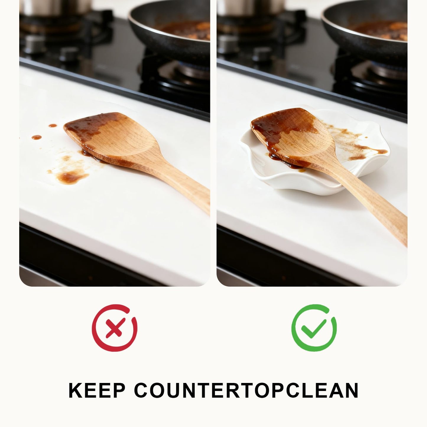 Cute Lick the Spoon Large Spoon Rest for Kitchen, Ceramic Heat Resistant Utensil Holder for Stove Top, Funny Gift for Women Friends Chirstmas Housewarming Present, 5.8 Inches