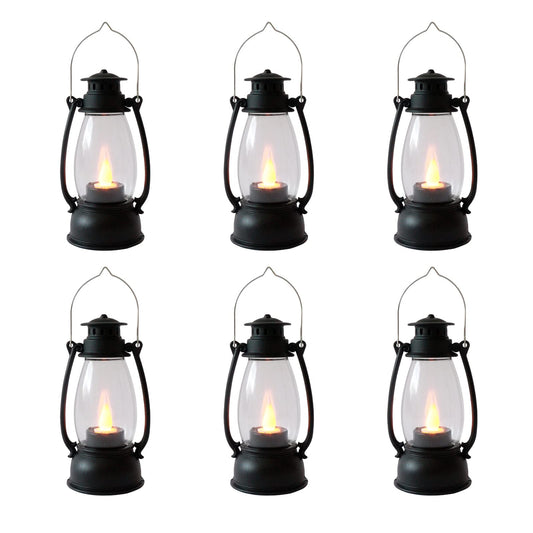 Reperla 5.1 inch Mini Lanterns 6-Pcs LED Candle Small Lanterns Decorative Indoor Outdoor Hanging Light Ornaments Home Decor for Weddings Western Camping Party Halloween Christmas Decorations