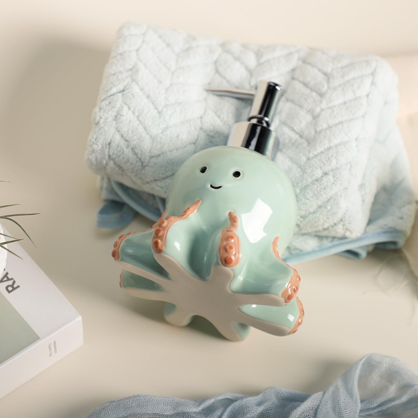 Octopus Soap Dispenser Marine Animal Lotion Dispenser Ceramic Liquid Bottle