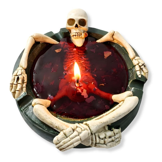 Skeleton Halloween Scented Candle, 13.5oz (385g) Spooky Decorative Skull Bowl Candle, Soy Wax Blend with Cotton Wick, Gothic Halloween Home Decor Centerpiece – Paris in Reverse Scent