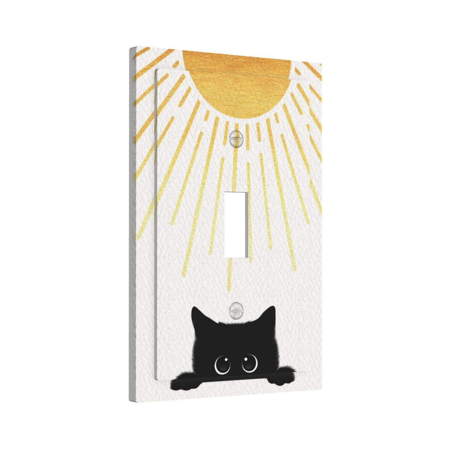 BHGAHD Decorative Light Switch Cover Plate Funny Black Cat Gold Sun 1 Gang Single Toggle Wall Plates for Electrical Outlet Covers Switch Plate Covers Faceplate for Bedroom Home Decor
