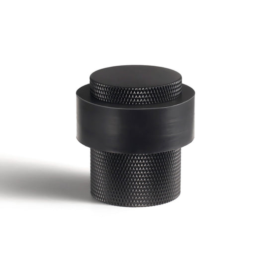 PANALI Floor Door Stop,1-1/2" Length 1-3/5"Height Cylindrical Floor Mount Door Stopper,Solid Heavy-Duty Brass Door Stoppers for Commercial Industrial and Home,Brass Doorstop,1Pack,Matt Black