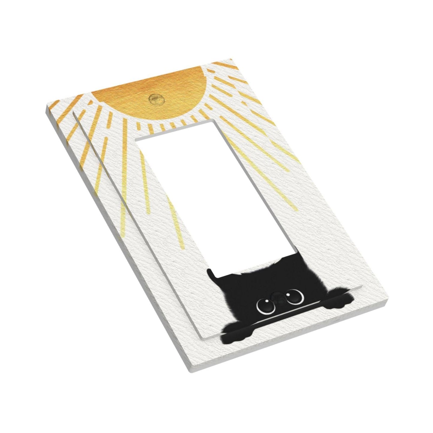 BHGAHD Decorative Light Switch Cover Plate Funny Black Cat Gold Sun 1 Gang No Device Single Blank Outlet Covers Wall Plates for Electrical Outlets Faceplate for Bedroom Home Decor