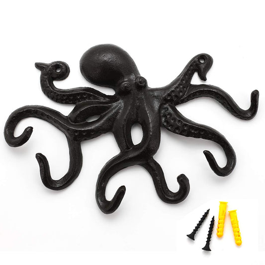 ChasBete Key Holder for Wall, Octopus Coat Hooks Wall Mounted Towel Hooks, Heavy Duty Key Hooks Decorative with 6 arms