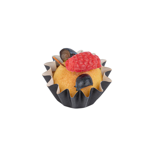 Restaurantware Paper Baking Cups 200 Count 0.4 Ounce Paper Greaseproof Muffin Liners, 2 Inches Disposable Baking Cups Flared Design Black for Oven and Freezer Use