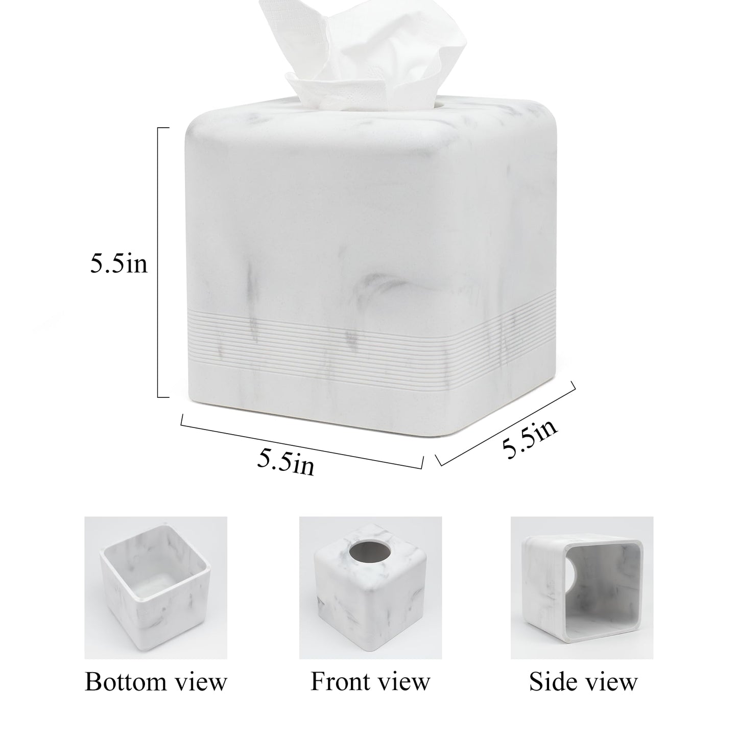 YMXYJM Resin Tissue Box Cover, Modern Square Holder,White