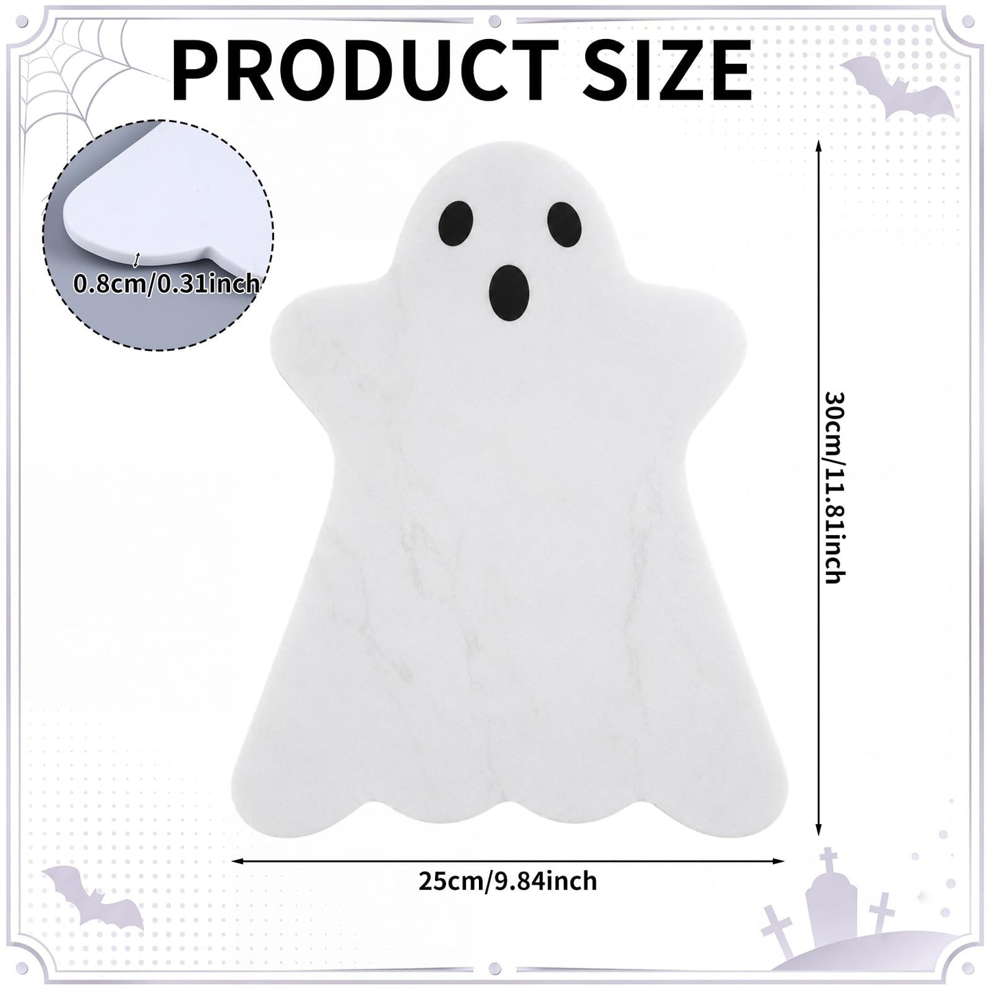 Reallnaive White Ghost Marble Cheese Board Halloween Charcuterie Serving Tray Marble Cutting Board for Cheese, Snacks, Appetizers and Kitchen