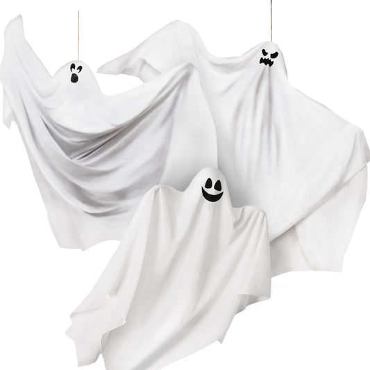 JOYIN 3 Pack Halloween Hanging Ghosts Decorations Outdoor, Mix Size Halloween Flying Ghost Decor for Front Yard Patio Porch Lawn Garden and Holiday Party Supplies