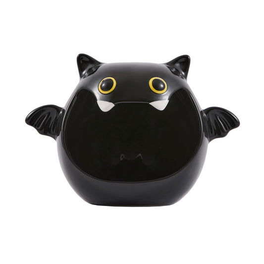 Bico Black Bat Ceramic Candy Bowl Holder with Large Opening, Dish for Candy, Cookie, Candles, Halloween Decoration, Day of The Dead Decor