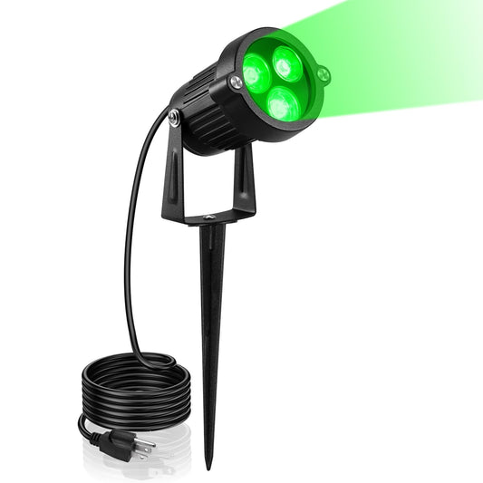 LemonBest Outdoor Water-Resistant LED Lawn Garden Landscape Lamp Wall Yard Path Patio Lighting Spot Lights Green AC Spiked Stand with Power Plug (1)