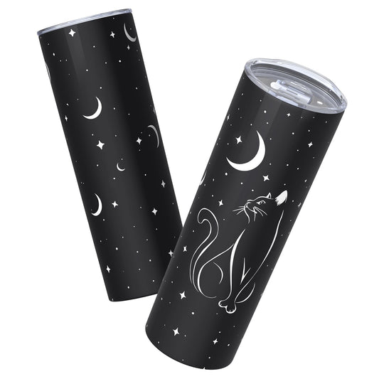 Mofvugz Black Cat Gifts for Women, Black Cat Tumbler 20oz Stainless Steel Insulated Cup Travel Mug Tumbler, Christmas Halloween Birthday Gifts for Women