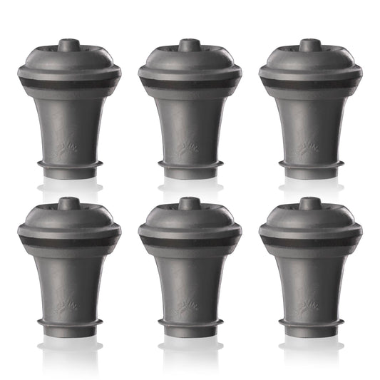 Vacu Vin Wine Stopper Set – 6 Pack Wine Bottle Stopper Cork Alternative – Vacuum Wine Stoppers for Wine Bottles – Reusable Rubber Bottle Stoppers for Wine Saver Pump – Gray