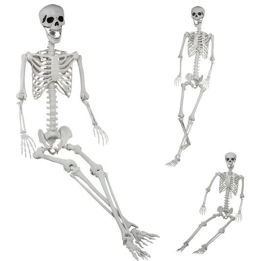 Evinis 5.9Ft/180cm Halloween Skeleton - Life Size Full Body Realistic Human Bones with Posable Joints for Halloween Indoor/Outdoor Spooky Decoration, Gray, 180RGXK-01