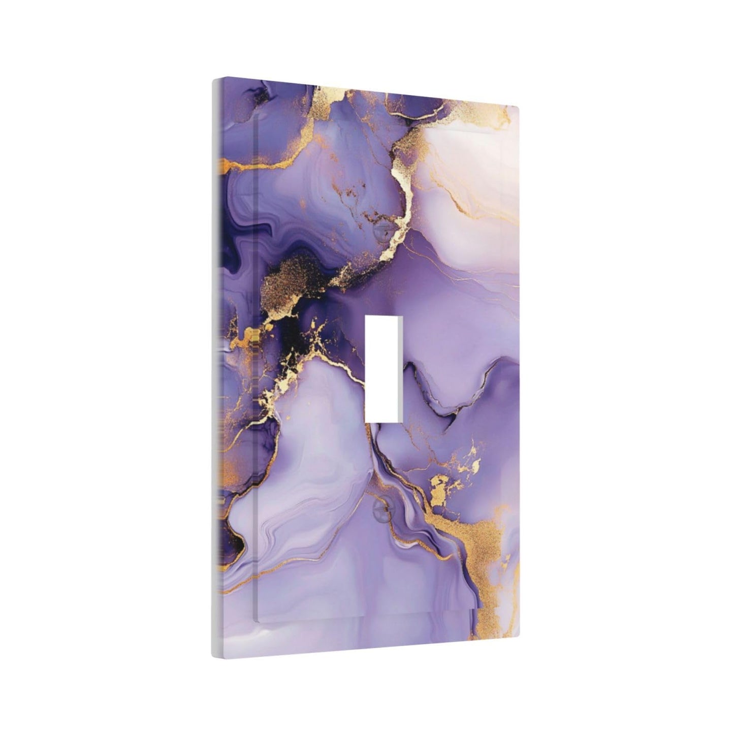 VGHOKO Decorative Switch Plate Cover with Luxury Marble Texture Purple & Gold Fluid Art Design 1 Gang Wall Plate Unique Single Toggle Light Switch Covers Artistic Faceplate for Modern Home Decor