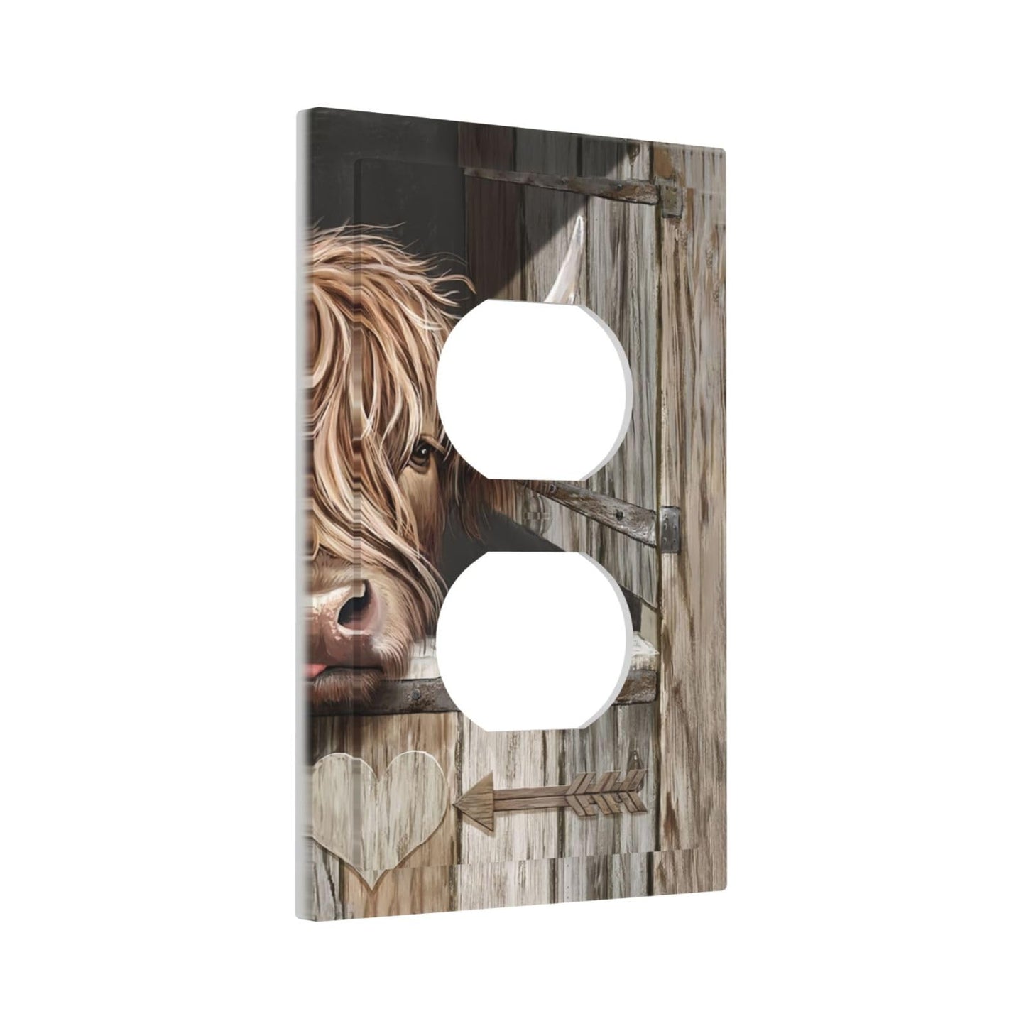 ybclf Farmhouse Highland Cow Duplex Outlet Covers Light Switch Cover Decorative Country Rustic Wall Plate Switchplate Receptacle Lightswitch Faceplate for Kitchen Bathroom Bedroom