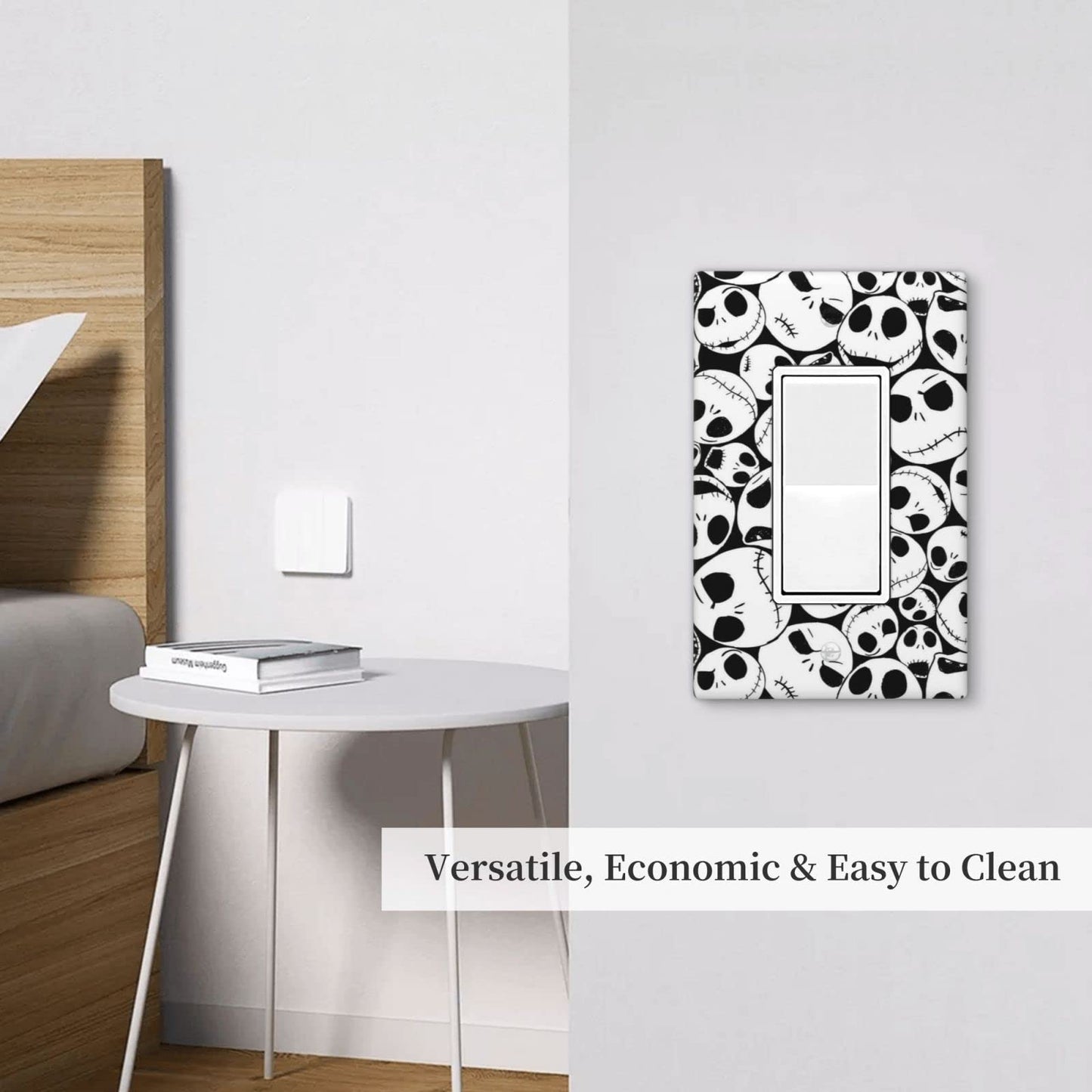 Halloween Skull Wall Plate Decorative Single Rocker 1-Gang Outlet Light Switch Cover Decorator Art Print Faceplate 4.6" x 2.8"