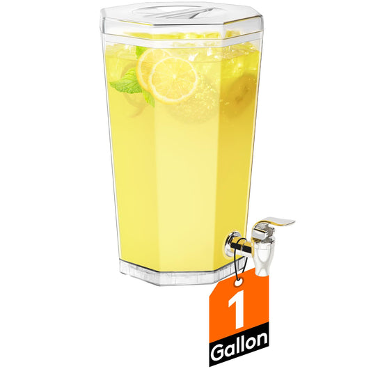 Lifewit 1 Gallon Drinks Dispense for Partiesr, Small Beer Dispenser, Plastic Beverage Pitcher for Cocktail, Soda, Tea, Juice Container for Lenmonade Stand, Mimosa Bar Supplies, 27 x 16 cm/10x6"