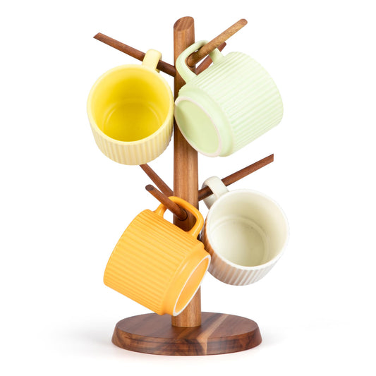 E-ROOM TREND Acacia Wood Coffee Mug Holder Countertop