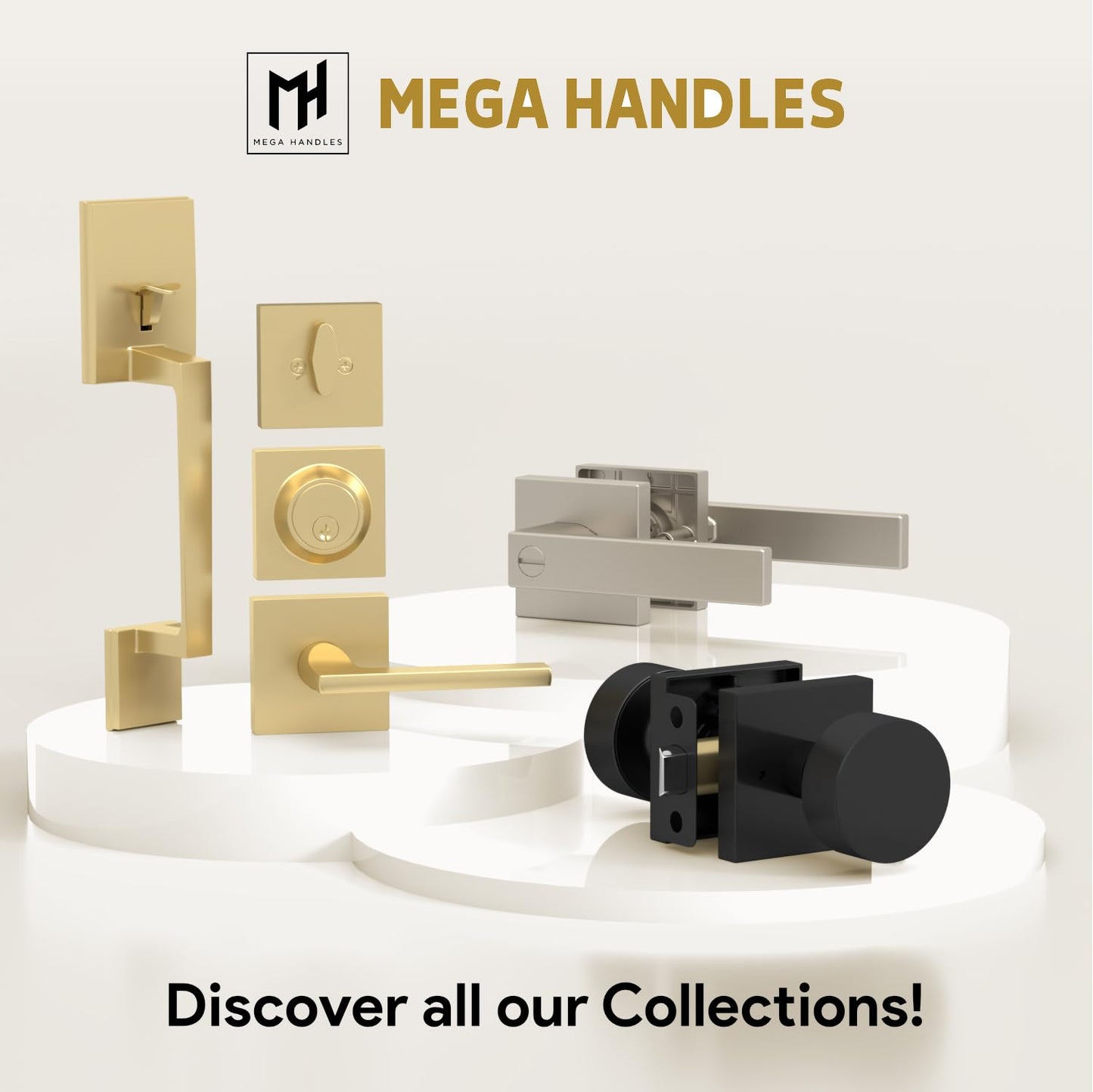 Floor Door Stopper Solid Brass Heavy Duty - Mega Handles, Satin Brass 2in