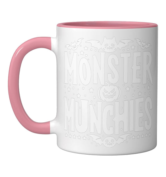 Monster Munchies Halloween Funny Party Ceramic Mug, Pink/White