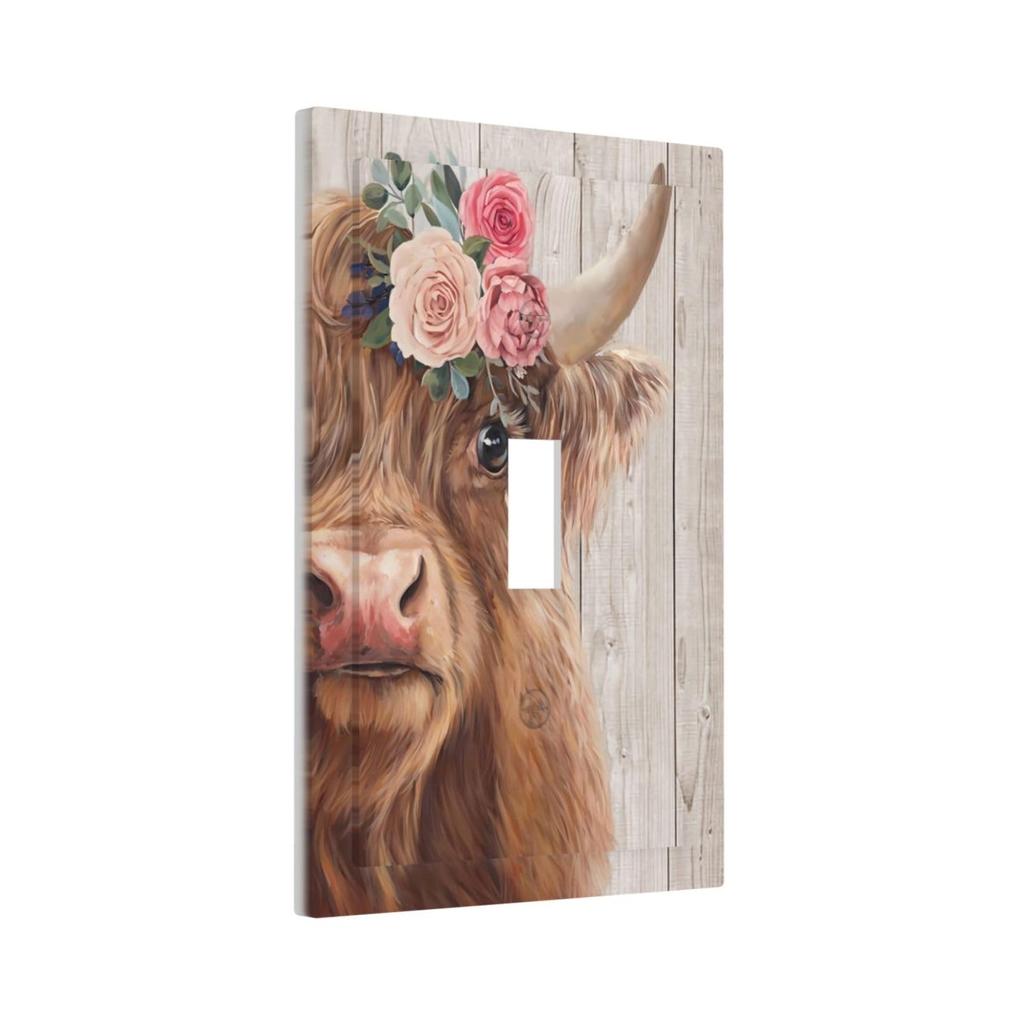 Lhdlnn Farmhouse Highland Cow Light Switch Cover 1 Gang Single Toggle Rustic Country Decorative Wall Plate Electrical Switchplate Receptacle Lightswitch Faceplate for Bathroom Bedroom Kitchen