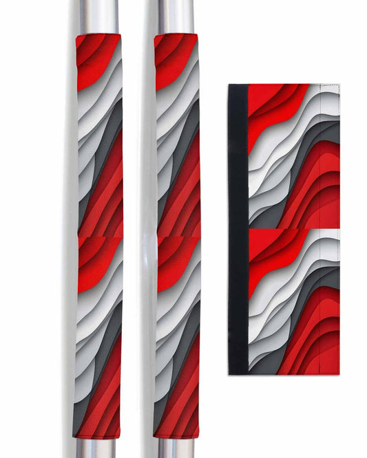 Red Black White Refrigerator Door Handle Covers Set of 2 for Dishwasher Microwave Oven Fridge Stove Appliance Door Handles,Abstract Geometric Grey Beach Stripe Washable Kitchen Bathroom Decor