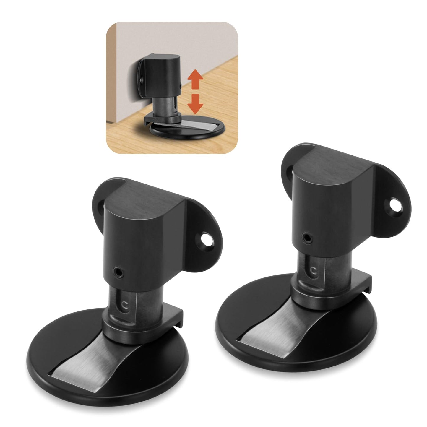 JIADAXIN Invisible Magnetic Door Stopper, Adjustable & Floor Standing Door Stopper, No-Drill Easy Installation, Protects Wall from Damage,(Black) 2-Pack
