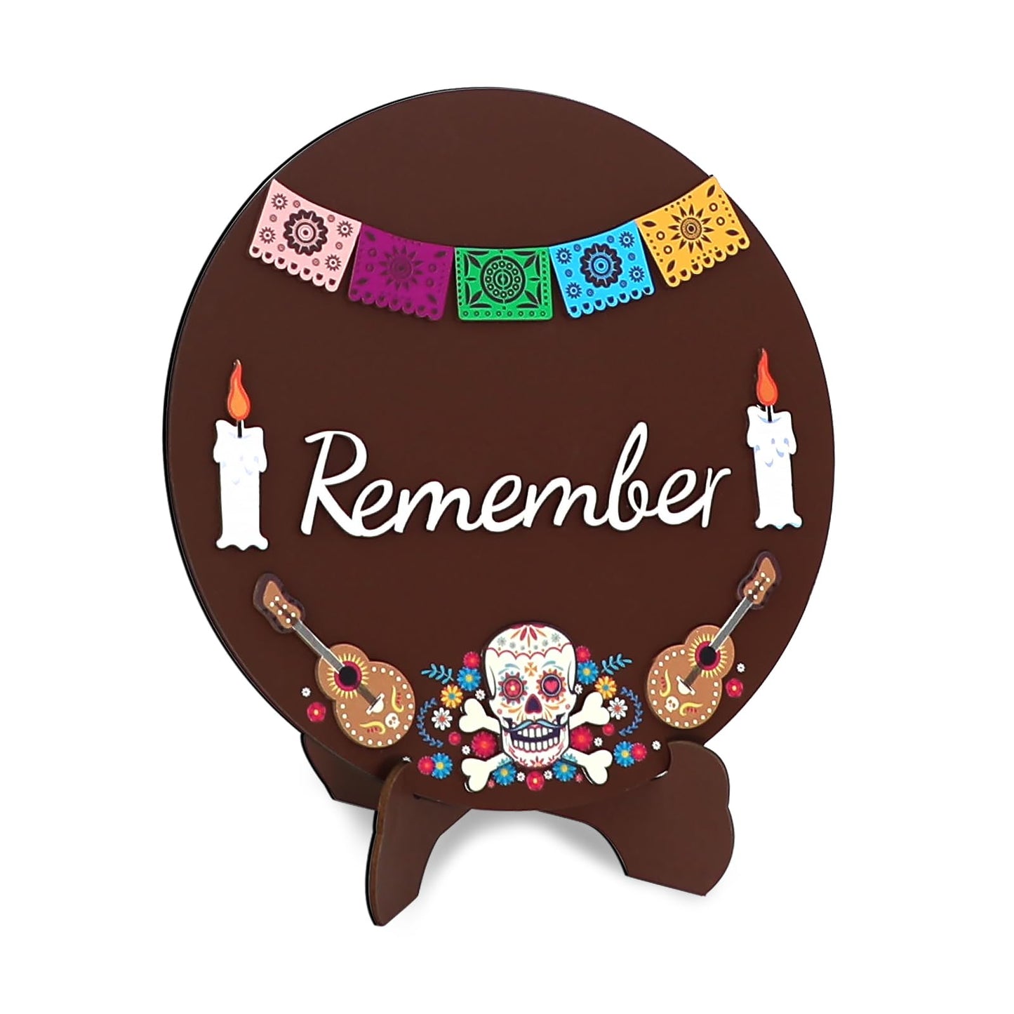 Day Of The Dead Decorations, Dia De Los Muertos Ofrenda Altar Recuerdame Wood Sign Decorations Kit with Stand, 3d Calaveras, Papel Picado Altar Supplies Decor Halloween Home Party