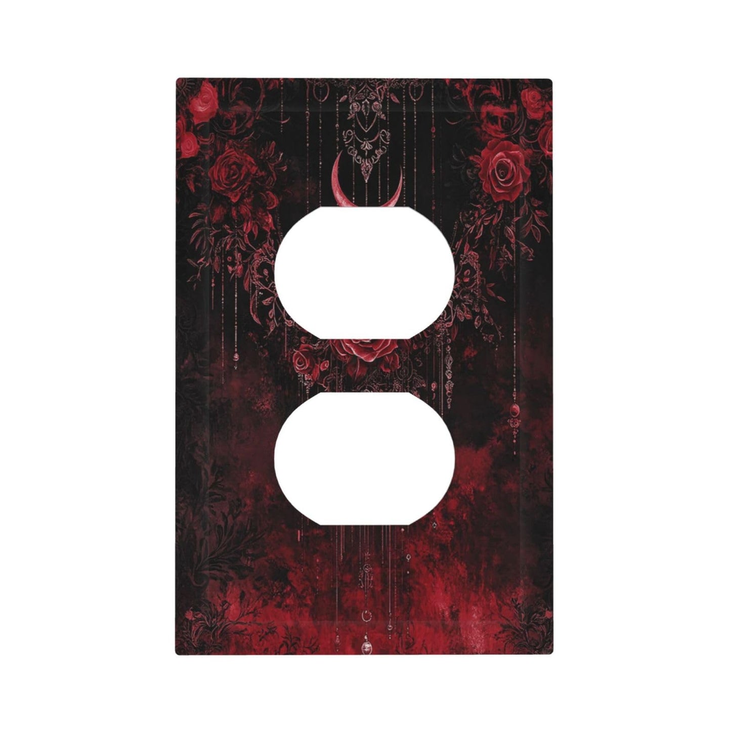 Annisrak Outlet Covers Gothic Red Rose Moon Dark Floral 1 Gang Duplex Light Switch Cover Plate Decorative Switch Plate Covers Electrical Socket Cover for living Room Home Decor