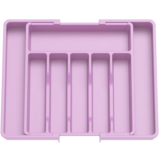 Lifewit Silverware Drawer Organizer, Expandable Utensil Tray for Kitchen, BPA Free Flatware and Cutlery Holder, Adjustable Plastic Storage for Spoons Forks Knives, 13-22 x 15", Purple