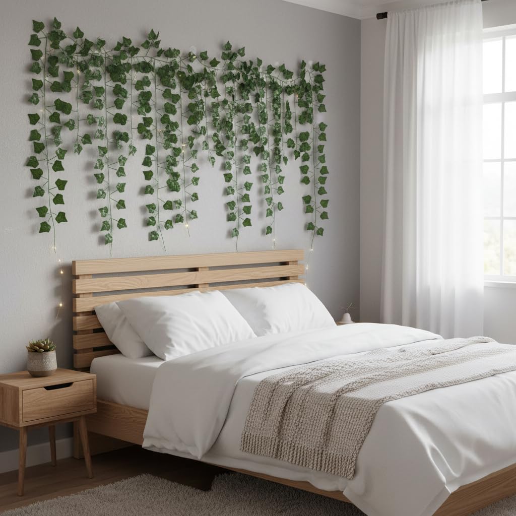 GreeneryVine 36 Pack Fake Greenery Hanging Garland, 270 Feet Fake Vines Leaves, Artificial Ivy Leaf Plants, Flowers Foliage for Bedroom Garden Decor