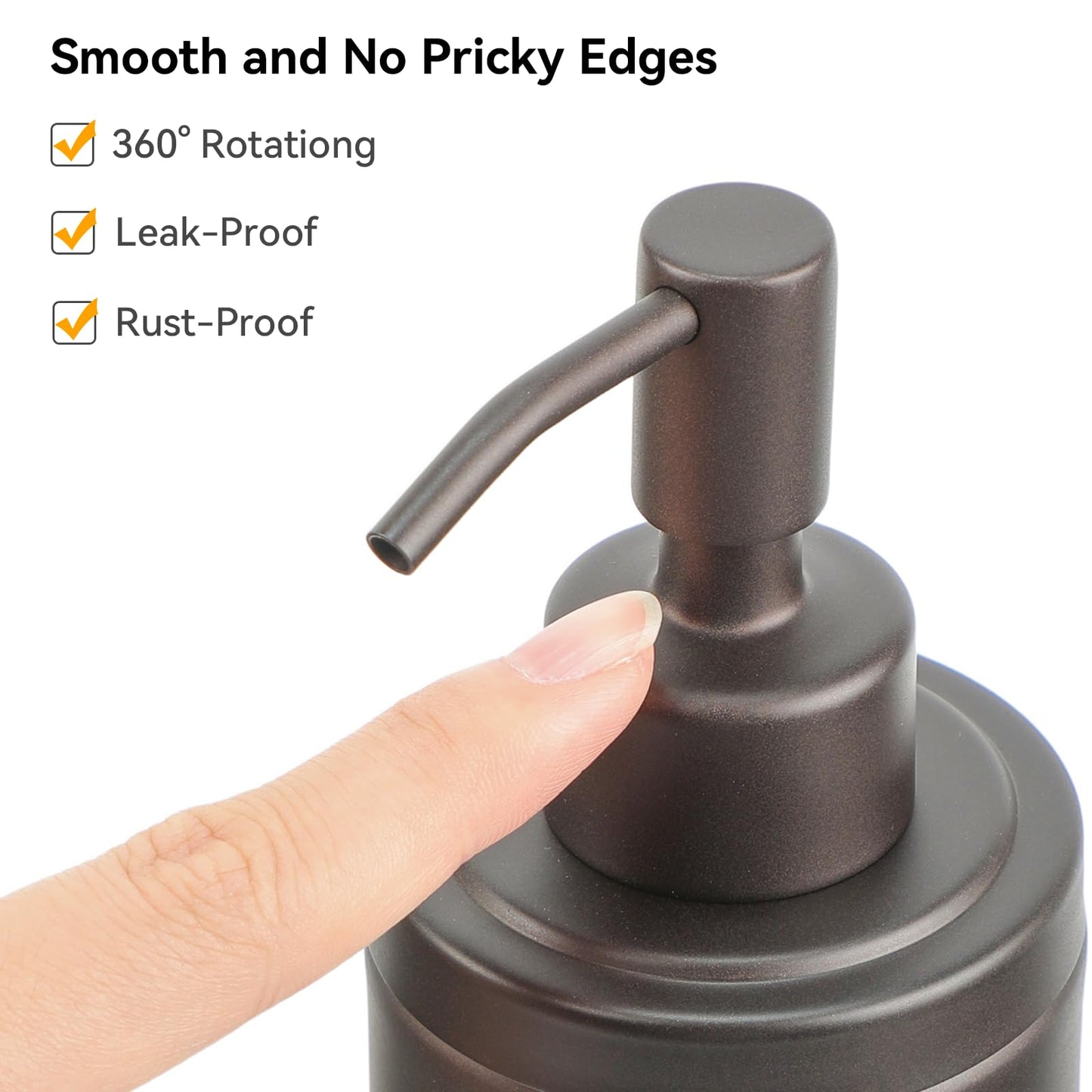 Tiilan Countertop Hand Soap Dispenser, Refillable Stainless Steel Soap Pump Bottle for Bathroom & Kitchen, Free Standing - 300ml, Bronze