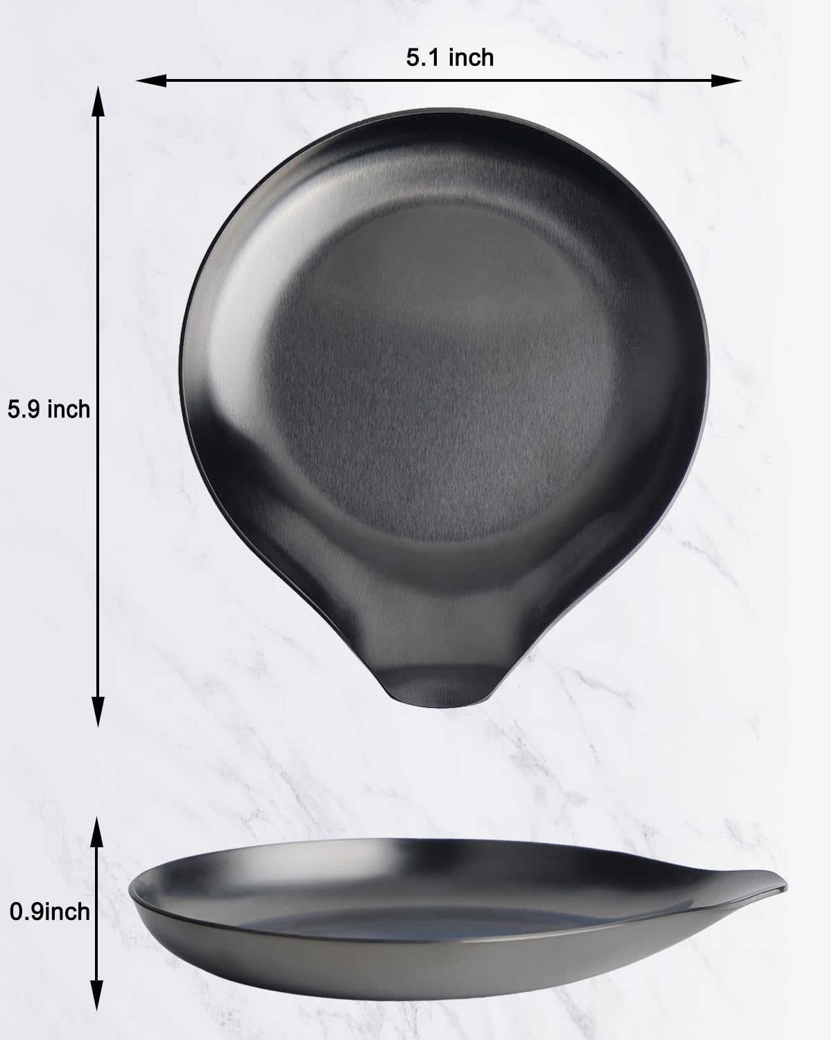 VanlonPro Stainless Steel Spoon Rest, Spatula Ladle Holder, Stainless Steel Utensil Spoon Rest Holder, Brushed Finish, Dishwasher Safe 5.9 x 5.1 Inch (Round Black 1PC)