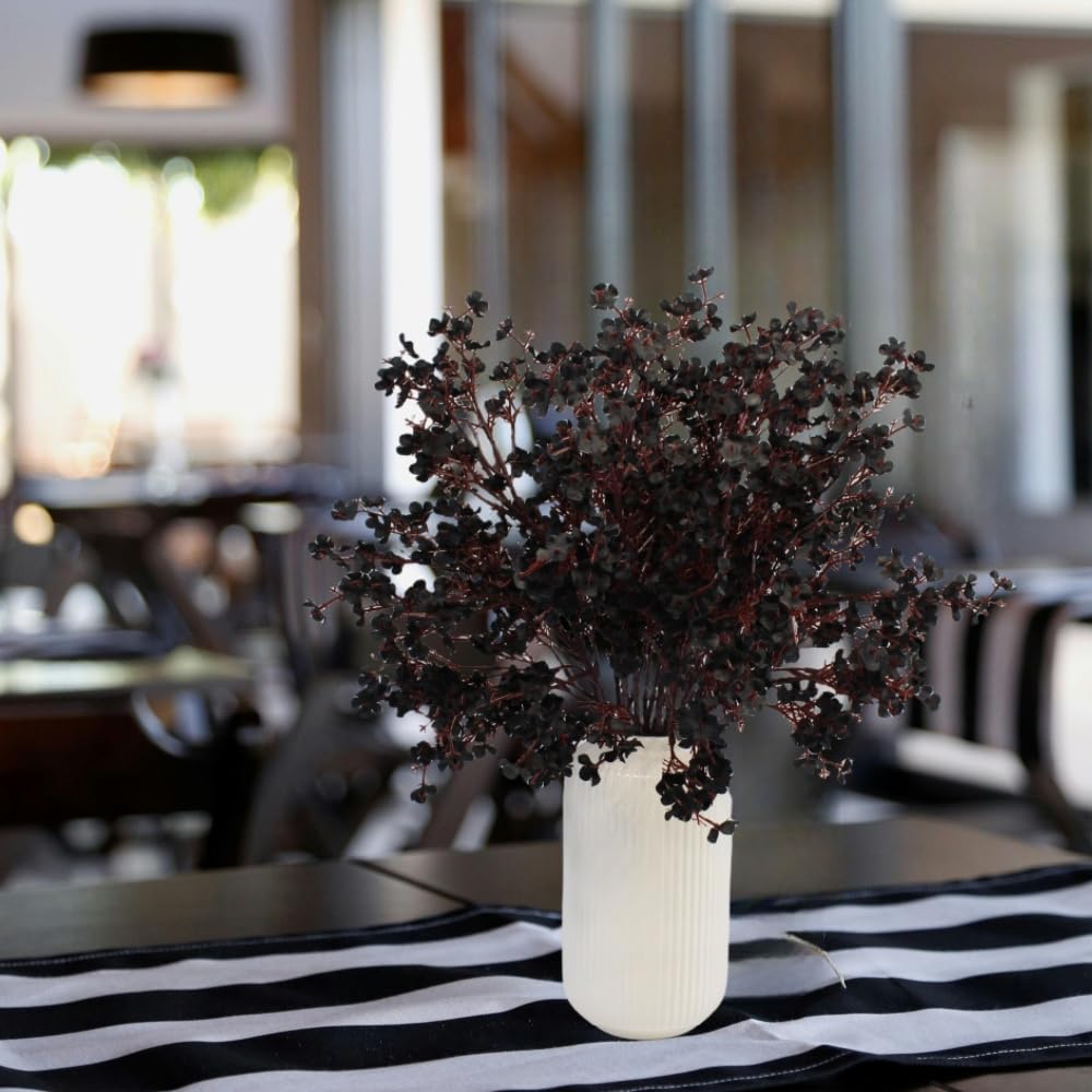 DoubleWood Artificial Black Flowers, 10 Pcs Fake Baby's Breath, Black Gypsophila Faux Flowers for Halloween Home Decor, Gothic Decor, Floral Arrangement, Table Centerpieces (10, Black)