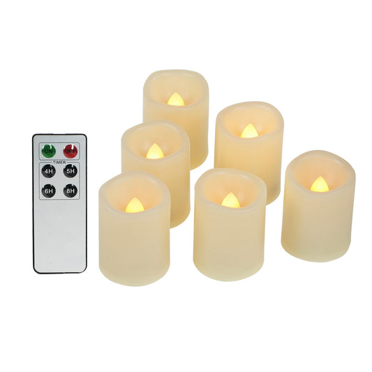 CANDLE CHOICE Battery Operated Flameless Votive Candles with Remote and Timer Realistic Flickering Electric Tea Lights Halloween Christmas Wedding Party Decorations Centerpieces 6 PCS Batteries Incl.