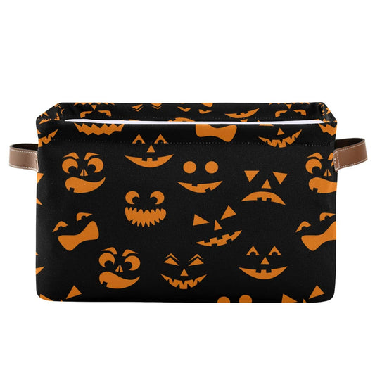 WELLDAY Halloween Basket Cute Halloween Baskets with Handles Collapsible Organizer Box Shelf Storage Baskets for Holiday Home Decor 1PC