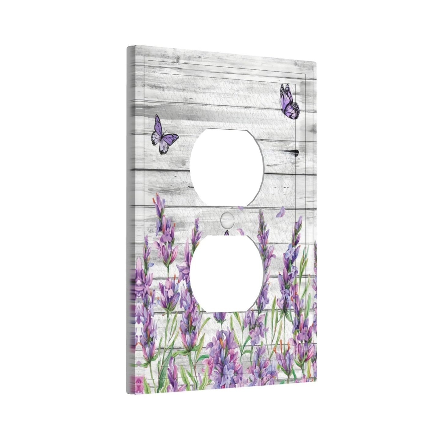 CKHTER Lavender Purple Lilac Butterfly Outlet Covers Light Switch Cover Decorative Rustic Floral Wall Plate Farmhouse Receptacle Faceplates for Living Room Bedroom Bathroom House