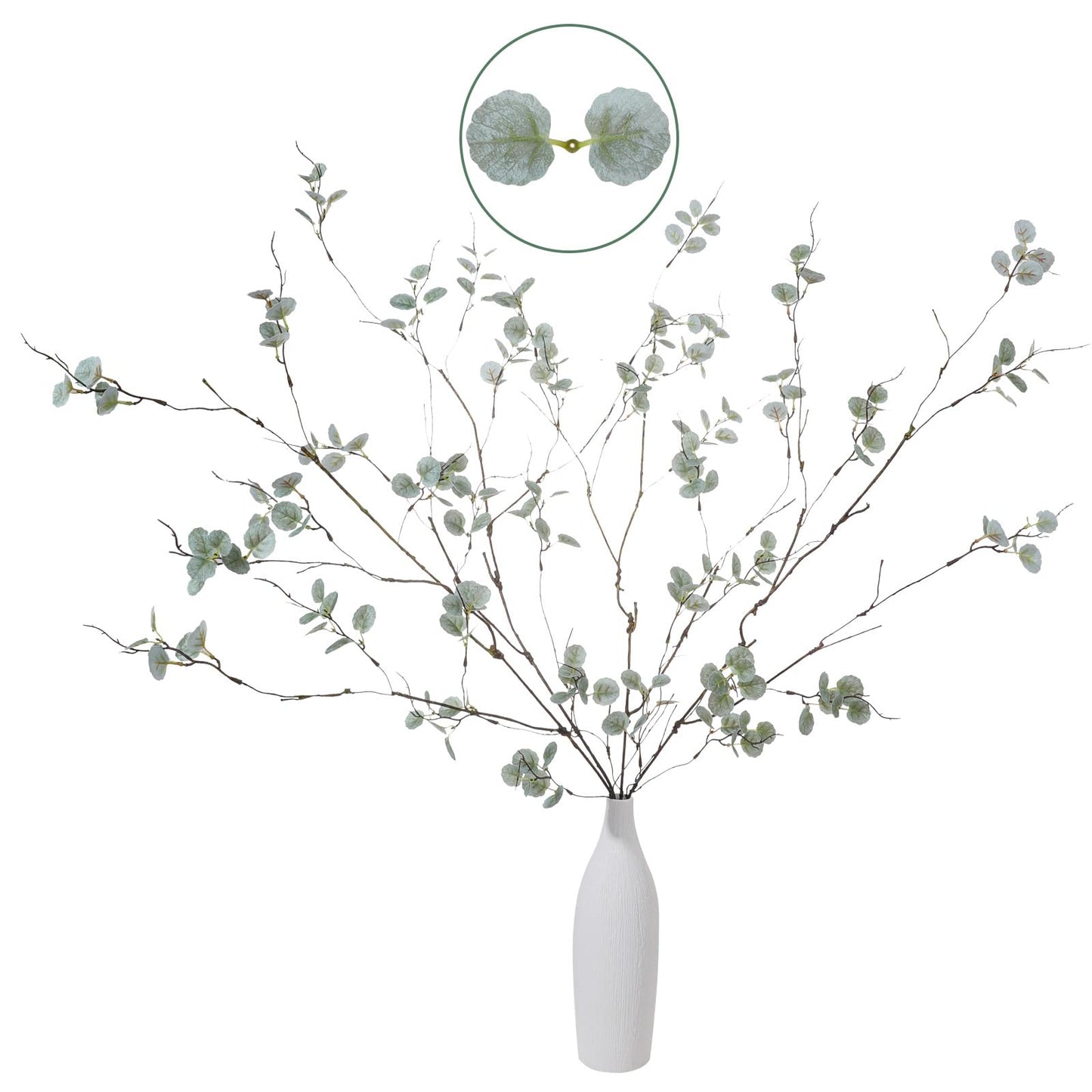LINSIE 4Pcs 38.8 inches Artificial Tree Branches and Twigs Faux Plant Stems for Tall Vase, Home, Hotel, Office, Store Decor (WN Gray)