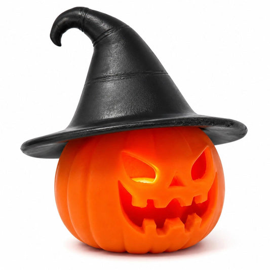 LOGOFUN Light Up Halloween Pumpkin Figurine Small LED Pumpkin Light Battery Operated for Trick or Treat Table Window Display Decoration 7.9X7.9X7.9cm/3.11X3.11X3.11in