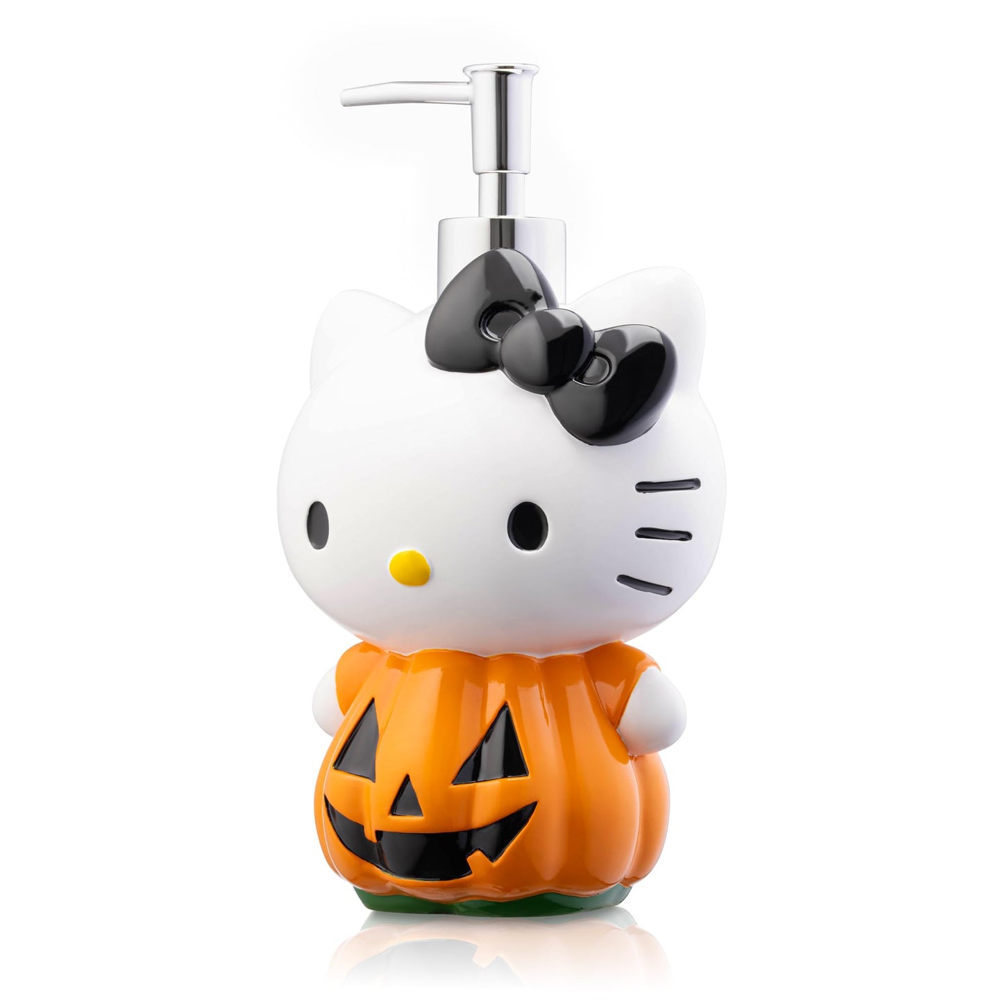 Jay Franco Hello Kitty Pumpkin Jack - O- Lantern Soap Dispenser - Autumn & Halloween Bathroom Decor and Storage - Orange Resin Lotion Pump