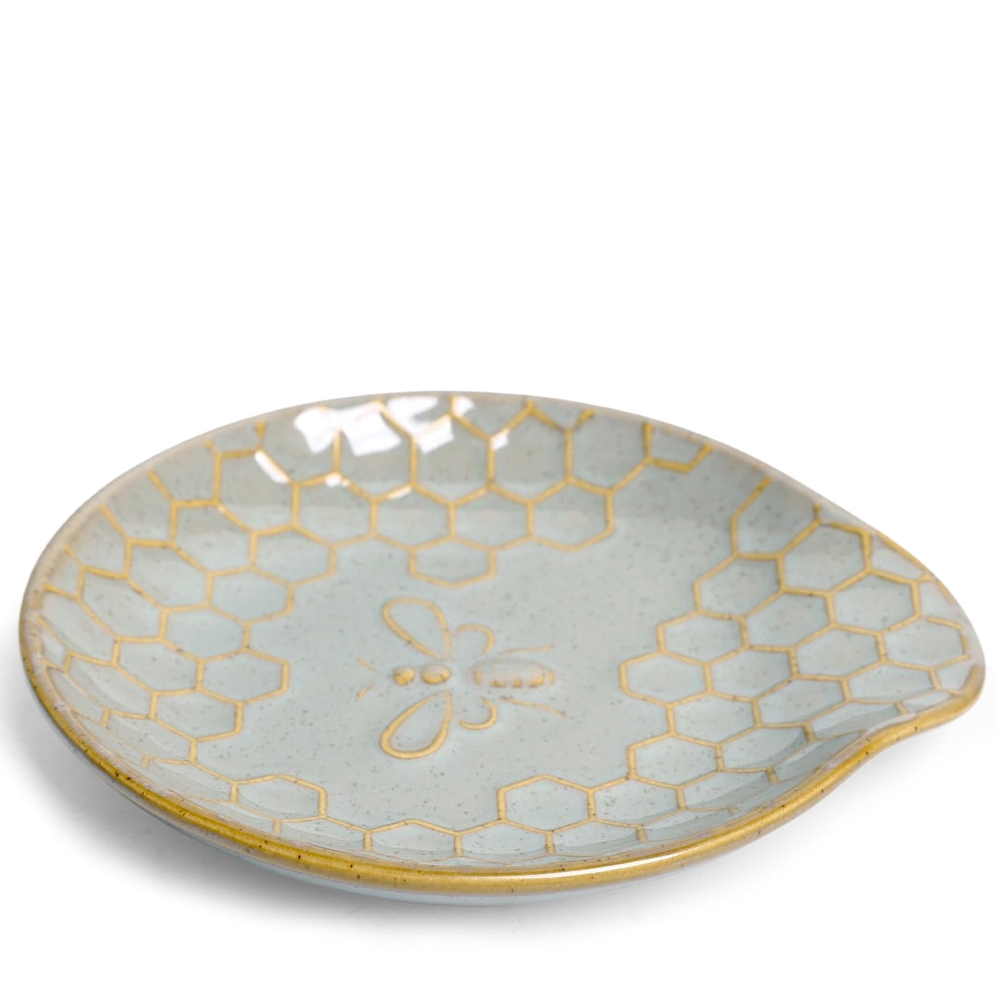 Ceramic Spoon Rest Set of 2, 5.3 Inch Spoon Holder (Vintage Grey)