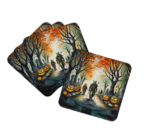 Caroline's Treasures Orcs Spooky Halloween Foam Coaster Set of 4 Cup Coasters for Indoor and Outdoor, Coaster for Tabletop Protection, Anti Slip, Mouse pad Material