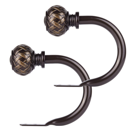 SZXIMU Curtain Holdbacks Set of 2, Window Treatment Holdbacks Wall Mounted Drapery Hooks with Netted Texture Finials, Bronze