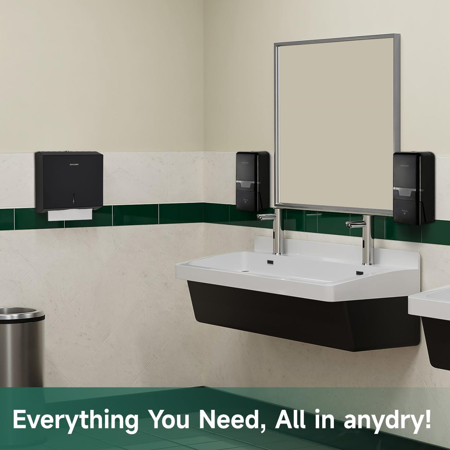 anydry Manual Liquid Soap Dispenser Wall Mount, 27oz (800 ml) Large Capacity for Commercial Bathroom